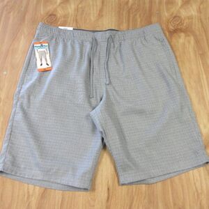 HANG TEN Drop In 20" Elastic-Waist Walkshorts Mens Size XXL 42-44 Grey Plaid NWT